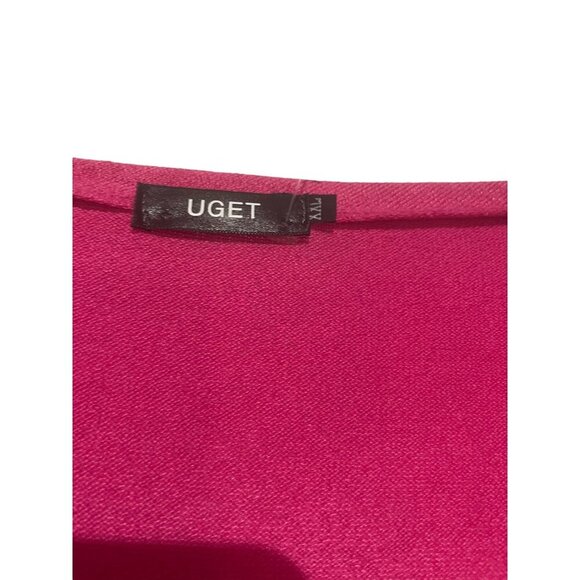 Womens Hot Pink Loose Fit Long Sleeve Top By Uget - Picture 2 of 3